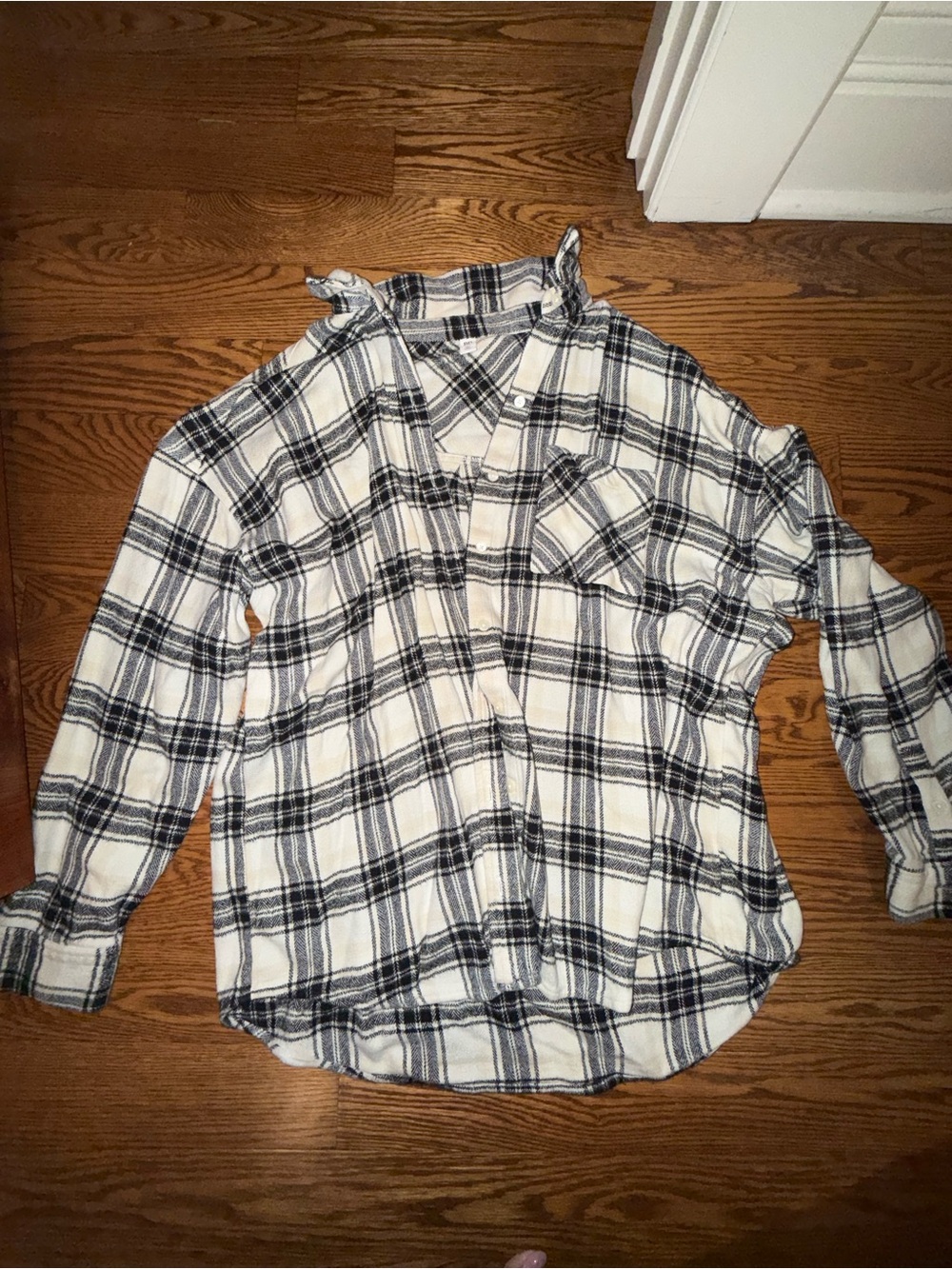 bp White and Black Plaid Button-Down Shirt